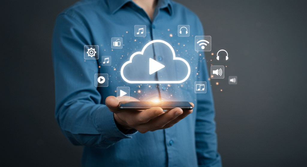 Apoio 02 Ícones de nuvens digitais com logotipos de AWS, Azure e Google Cloud, simbolizando certificações em cloud computing.