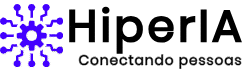 Logotipo do blog HiperIA com ícone roxo representando uma rede neural estilizada à esquerda e o nome “HiperIA” em preto à direita, simbolizando tecnologia, inovação e inteligência artificial.