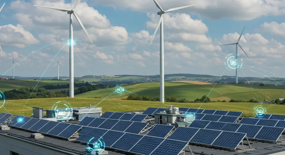 Sistema de energia inteligente integrando fontes renováveis com uso de inteligência artificial.