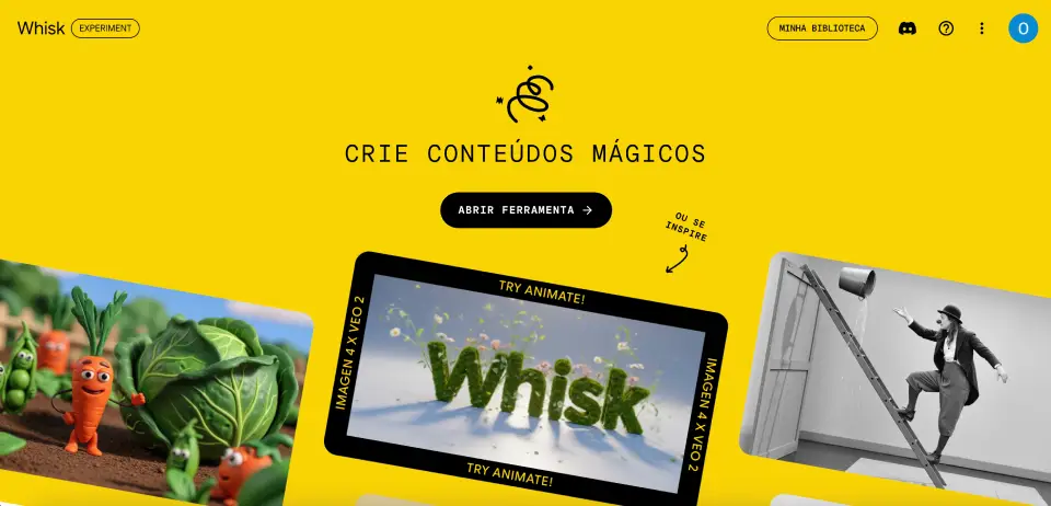 Tela inicial do Google Whisk. Tela inicial do Google Whisk.